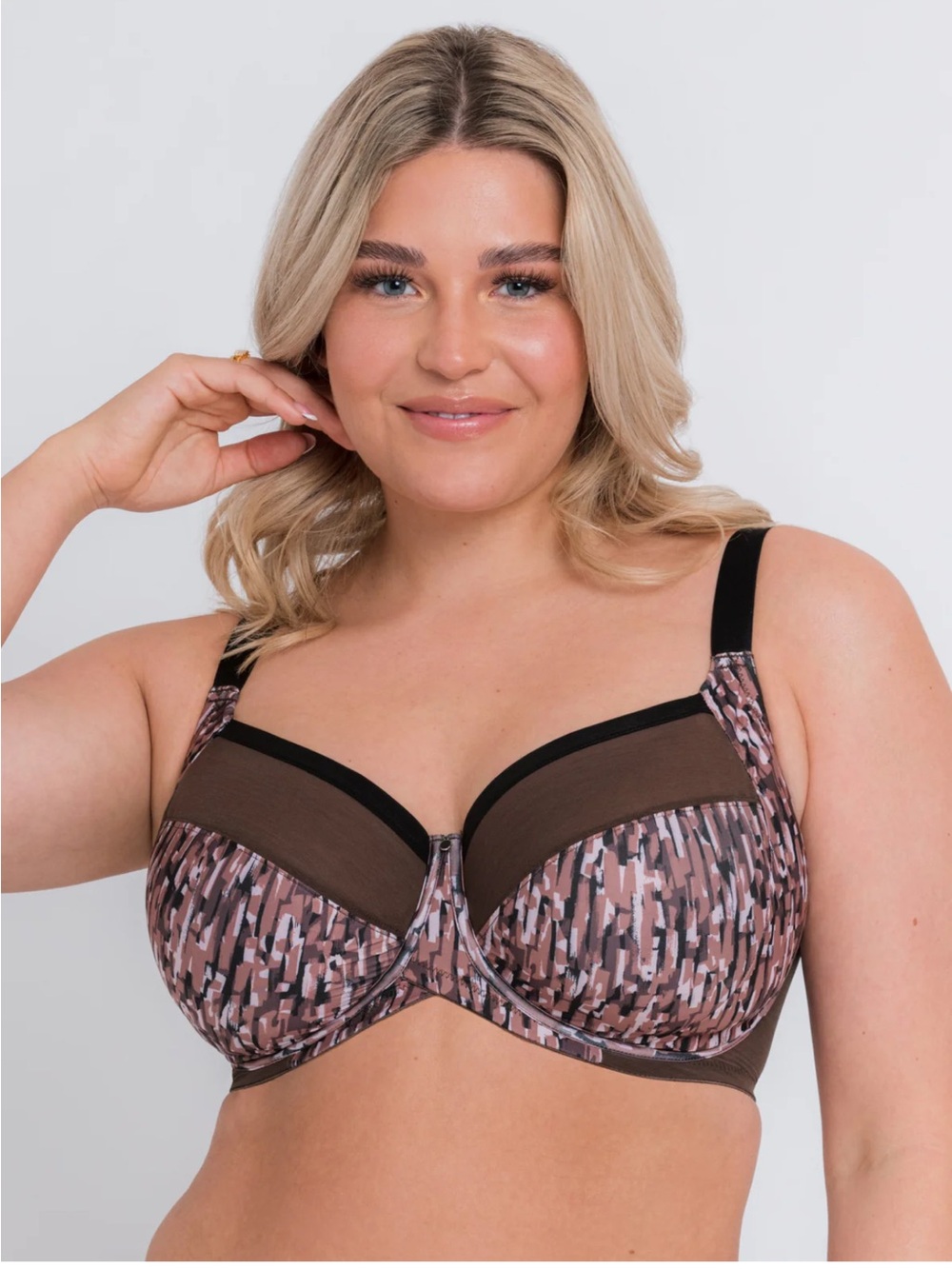 NWT Curvy Kate Supportive Underwire Bra in Cocoa Brown Print 38J / 38GG